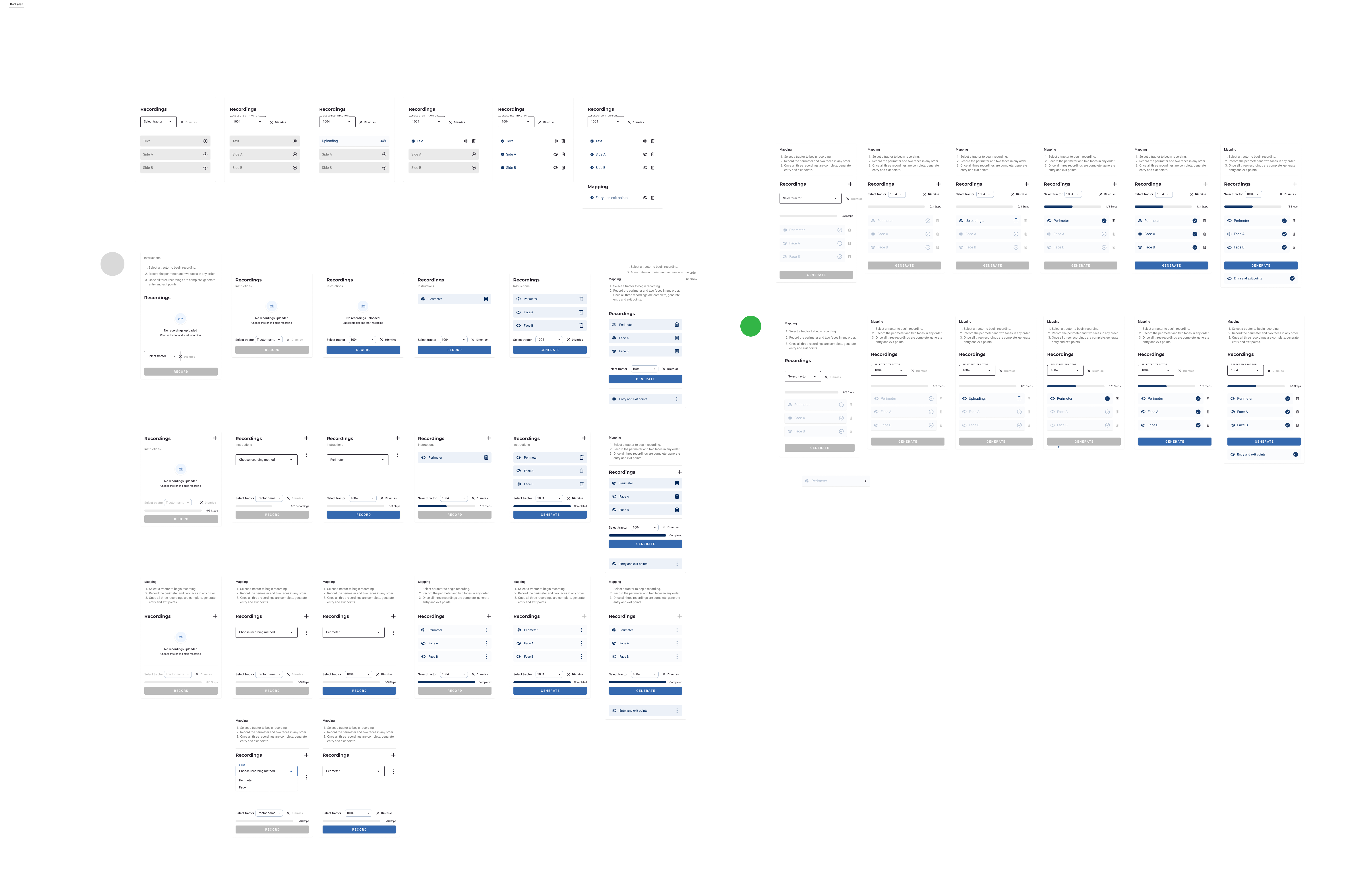 A grid of many iterations of the block page recording list